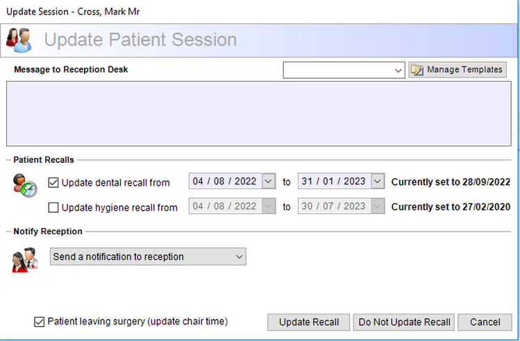 Update Patient Session Update Patient Session